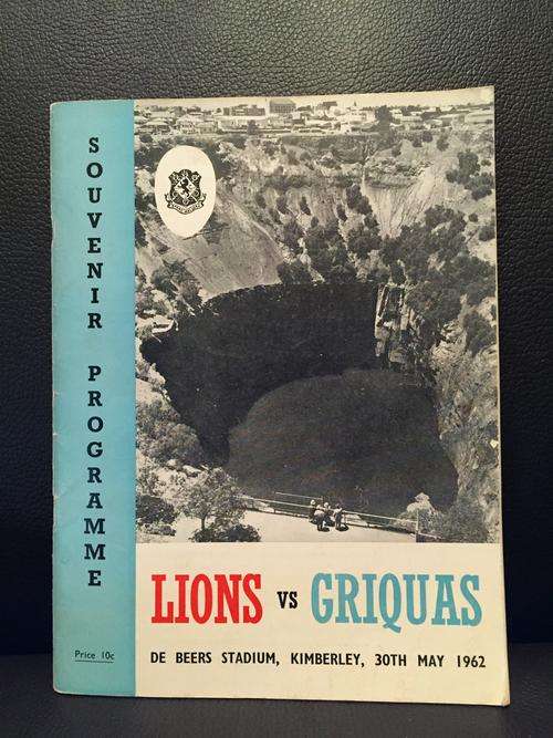 Rugby Programme British Lions vs Griquas 1962