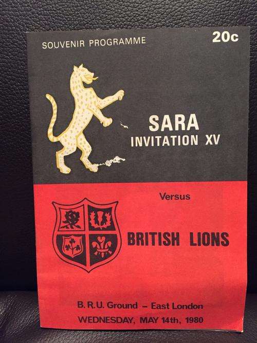 SARA vs British Lions 1980 Rugby Programme