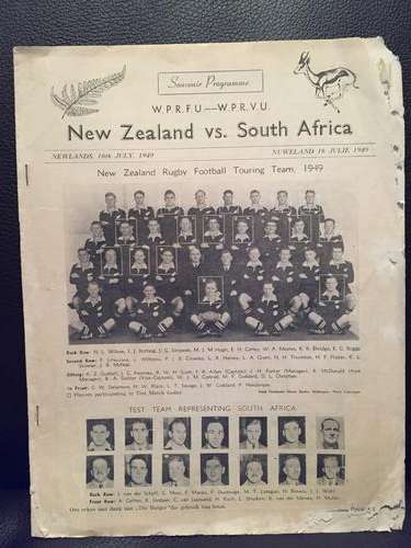 South Africa vs New Zealand 1949 Rugby Programme