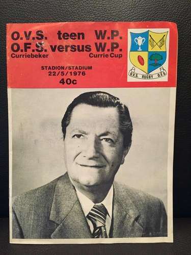 WP vs OVS rugby programme 22 May 1976