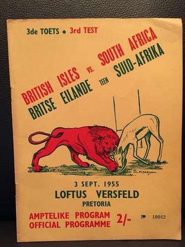 South Africa vs British Isles 1955 3rd test rugby programme
