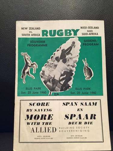 South Africa vs All Blacks 1965 rugby test programme