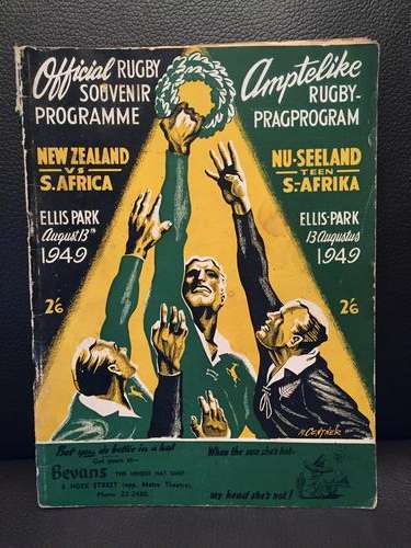 South Africa vs New Zealand 1949 Rugby Programme