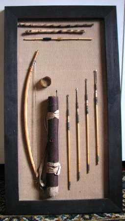 Framed Miniature Bushmen Bow & Arrow Set