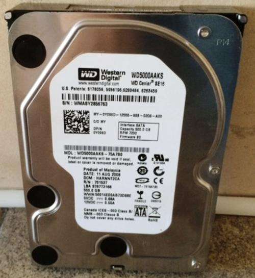 Western Digital 500GB Caviar 3.5 Internal Sata Hard Drive