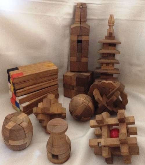 Miniature Wooden Vintage Antique Play Building Blocks