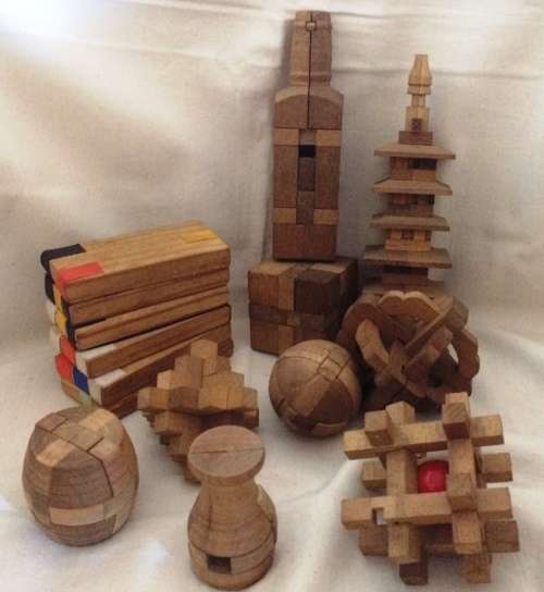 Miniature Wooden Vintage Antique Play Building Blocks