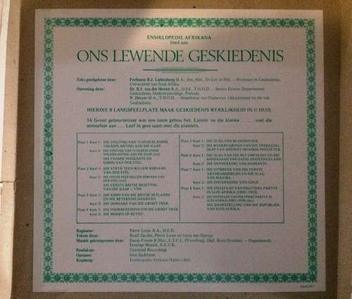 Ons Lewende Geskiedenis 8 Langspeel Plate van Historiese Waarde