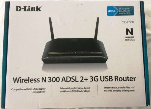 D-Link Wireless N300 ADSL2+3G USB Modem Router Like New Bargain! Model DSL-2750U
