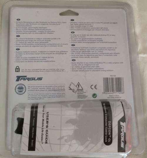 Targus Defcon CL Notebook Combination Galvanized Steel CableLock Brand New Sealed
