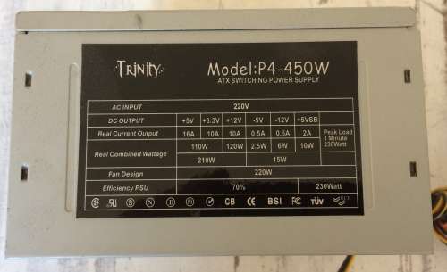 Trinity 450 Watt Desktop Computer Power Supply