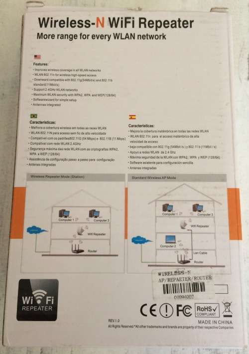 Wireless N WiFi Repeater With Lan Port Connection Like new Condition Open Box