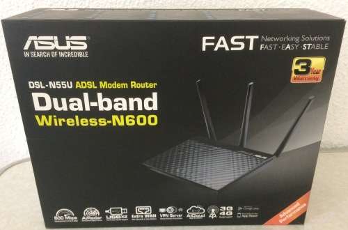 Asus DSL-N55U Dual Band Wireless N600 Fibre Ready Modem Router Like New Condition