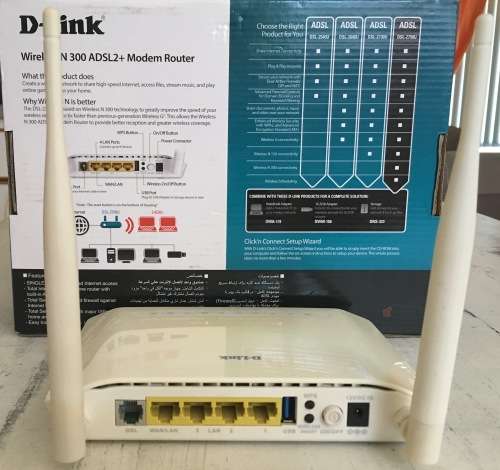D-Link DSL-2750U Modem N300 Wireless ADSL2+ 4-Port Wi-Fi Router