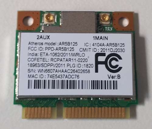 Atheros AR5B125 2Aux Wireless Card
