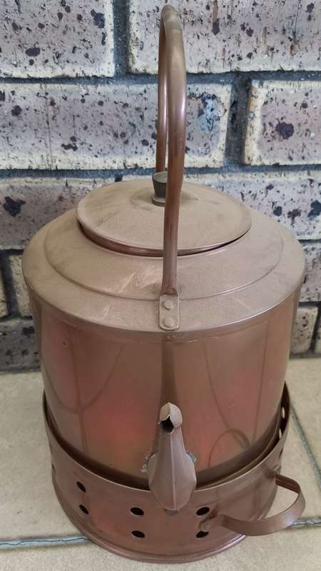 Vintage Collectable Brass kettle With Coal Stand Hand Made Retreat Cape Town No 1894