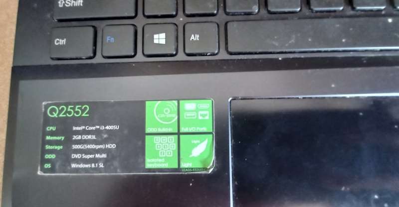 Gigabyte Laptop Model Q2552 Core i3 4500U processor