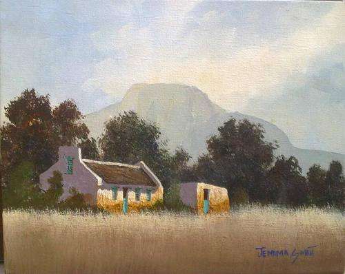 ORIGINAL PAINTING BY JEMMIE SMITH 'Cozy Cottage' !!!WORTH R1000!!! (20 x 25cm)