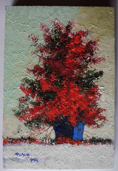 MALACHI SMITH ORIGINAL PAINTING 'RED FLORALS' !!!!R3520!!!!