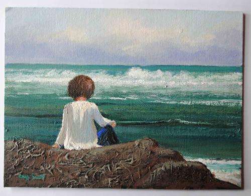 ERNA SMITH ORIGINAL PAINTING 'WAVE WATCHER' !!!!R1020!!!!