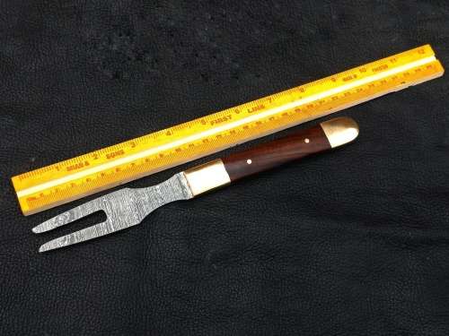 Handmade Damascus Steel 3 piece fork and knife set
