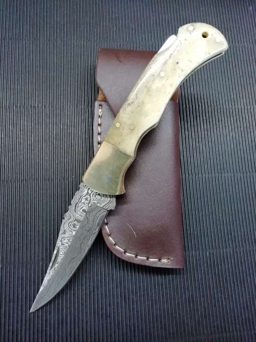 HANDMADE DAMASCUS STEEL FOLDING KNIFE !!!