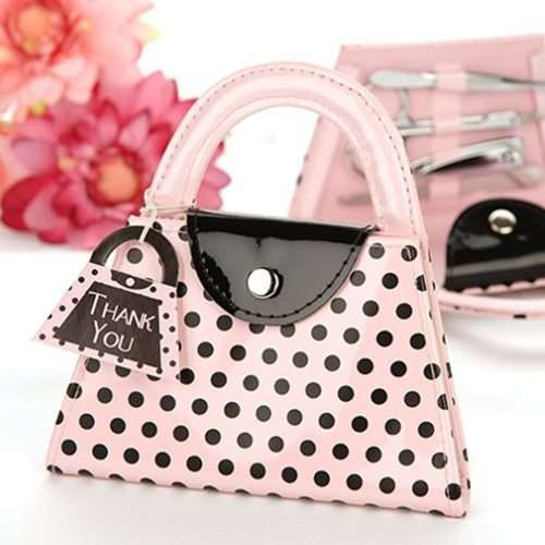 Pink Polka Dot Purse Manicure Set
