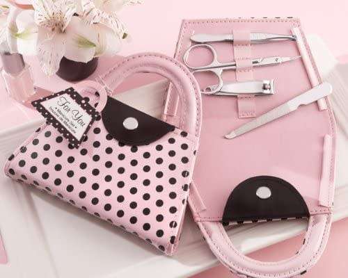 Pink Polka Dot Purse Manicure Set