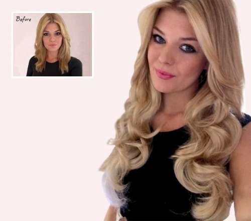 22" One Piece Clip In Hair Extensions - Light Blonde / Curly