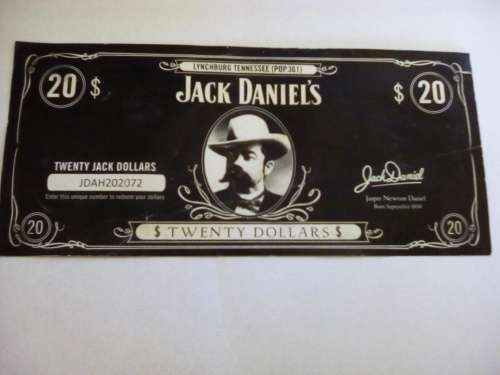 Jack Daniel's Auction House Redeem Note ( expired )  ( Pop.361 )   $20