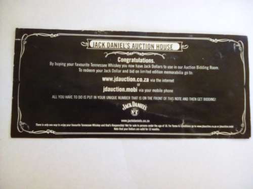Jack Daniel's Auction House Redeem Note ( expired )  ( Pop.361 )   $20
