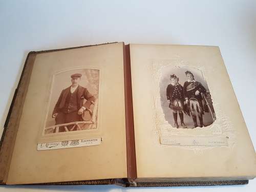 Antique leather photo album with photos - Exquisite!!!