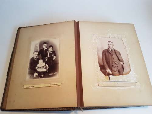 Antique leather photo album with photos - Exquisite!!!