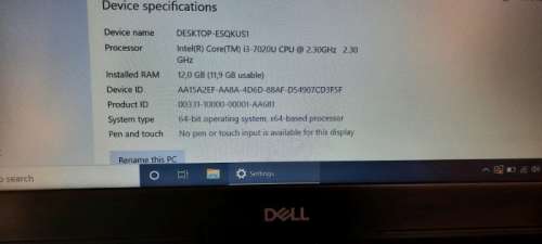 Dell Inspiron 3581: i3 7th gen, 12GB RAM, 240GB SSD, Latest Windows 10