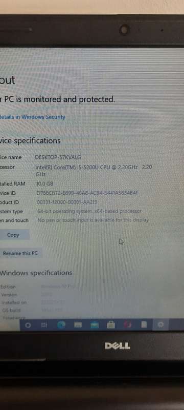 Dell Inspiron 15.6inch Laptop: I5 5th gen CPU, 10GB Ram, 256GB SSD.