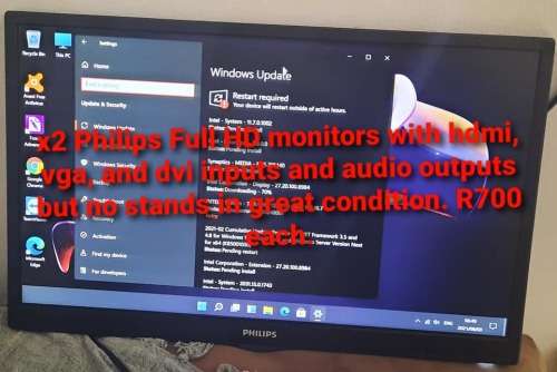 24inch Philips Full HD monitor with Hdmi, dvi and VGA ports without stand.