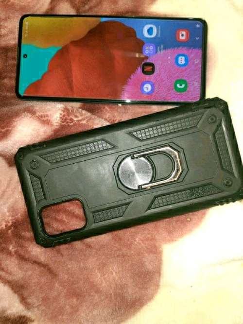 Samsung Galaxy A51 Blue with box accessories and 3 pouches.