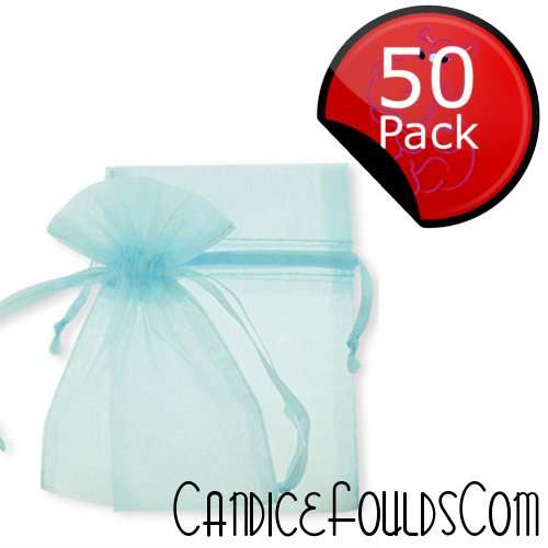 Organza (Gift / favor) Bags - 13x15cm (50 Pack) - Light Blue