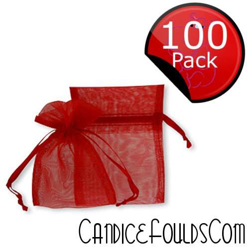 Organza (Gift / Favor) Bags - 7 x 9cm (100 Pack) - Red