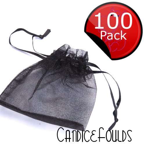 Organza (Gift / Favor) Bags - 13 x 15cm (100 Pack) - Black