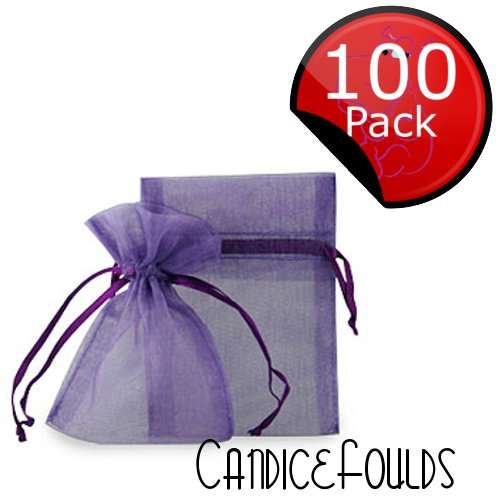 Organza (Gift / Favor) Bags - 7 x 9cm (100 Pack) - Purple