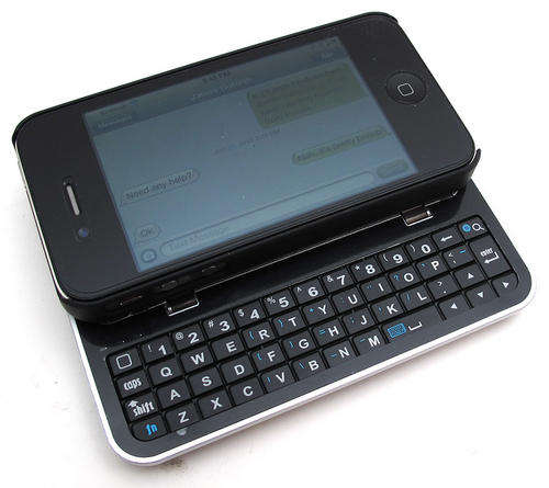 BLUETOOTH SLIDING KEYBOARD WITH BLACK CASE FOR IPHONE 4