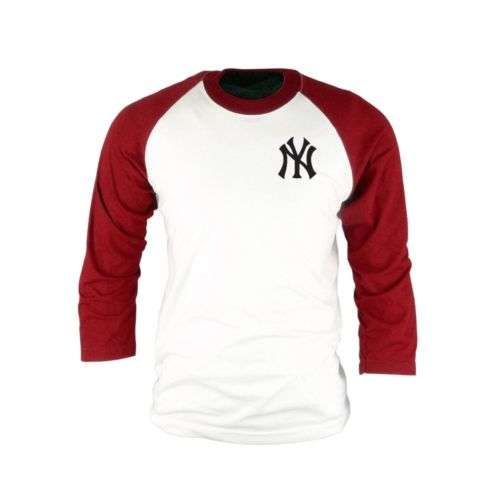 New York NY Yankees Baseball Sleeve 3/4 Raglan T-shirts WINE size L
