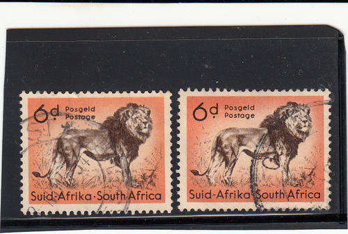 Oct 1954 Def issue - 6d Lion 2 used stamps