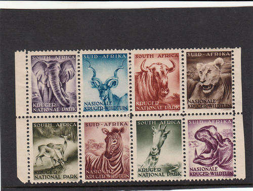 Mint Set of 8 old Kruger National Park Animal Stamps - as per scanned pic