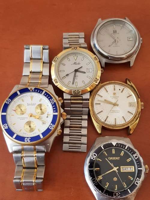 VINTAGE WATCH LOT FOR REPAIRS- TISSOT/MIDO/BUREN/ORIENT