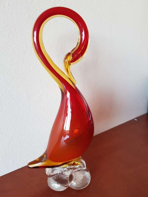 VINTAGE MURANO GLASS SWAN 27CM HIGH IN LOVELY CONDITION