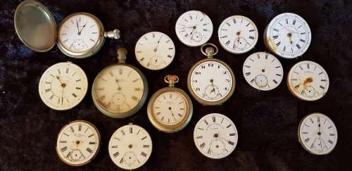 VARIOUS VINTAGE POCKET WATCHES AND DIALS WITH MOVEMENTS FOR REPAIR/SPARES