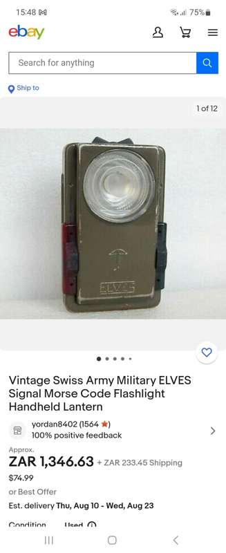 Vintage Swiss ELVES Military Morse Code Lantern- RARE
