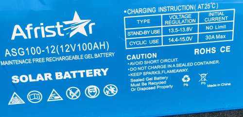 4 x Deep Cycle Gel Battery 12V 100AH AFRISTAR ASG100-12